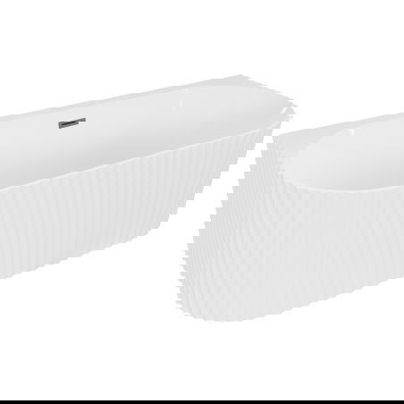 Mexen Sella vasca da bagno indipendente con scanalature addossata alla parete 170 x 80 cm, bianco lucido, troppo pieno in