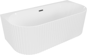Mexen Sella vrijstaande wandbadkuip geribbeld 170 x 80 cm, wit glans, overloop gun metal - 52711708000-95