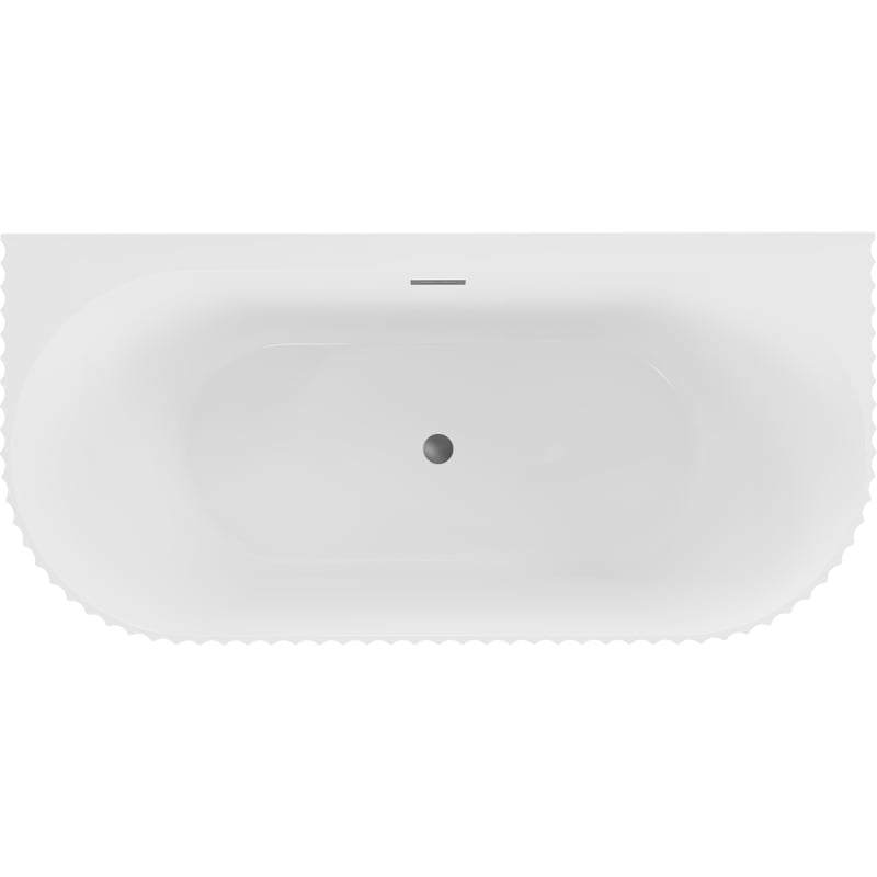 Mexen Sella freestanding wall-adjacent fluted bathtub 170 x 80 cm, white gloss, gun metal overflow - 52711708000-95