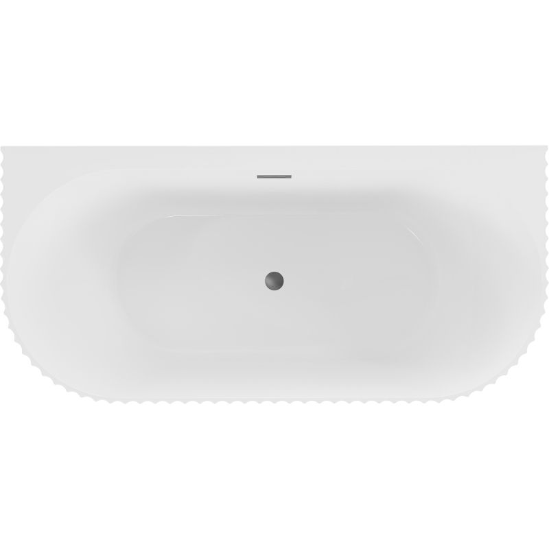 Mexen Sella vasca da bagno indipendente con scanalature addossata alla parete 170 x 80 cm, bianco lucido, troppo pieno in