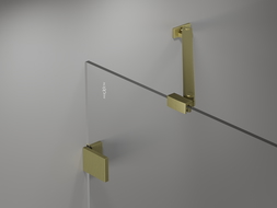 Mexen Lunar 2-Panel Right-Hand Shower Screen 140 x 150 cm, Transparent, Brushed Gold - 897-140-100-55-00-P