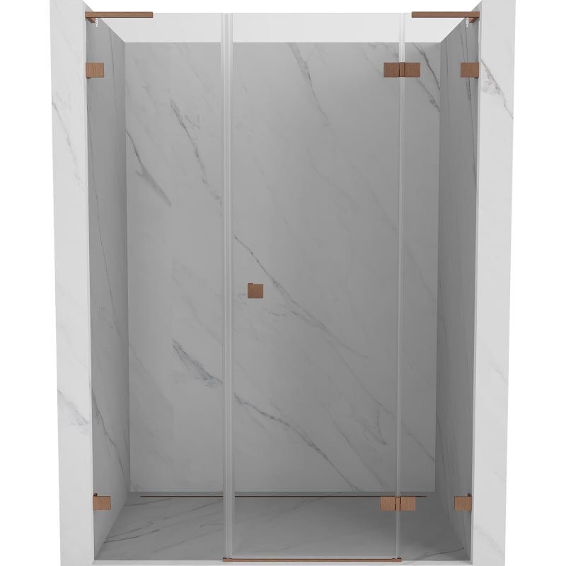 Mexen Lunar L drzwi prysznicowe uchylne prawe 130 cm, transparent, miedź szczotkowana - 834SL-130-050-65-00-P