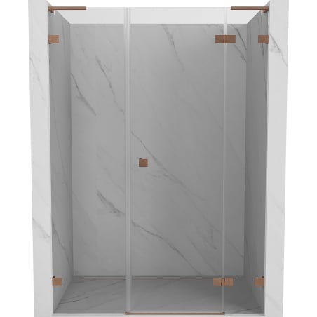 Mexen Lunar L drzwi prysznicowe uchylne prawe 130 cm, transparent, miedź szczotkowana - 834SL-130-050-65-00-P