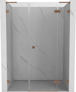 Mexen Lunar L desna preklopna tuš vrata 130 cm, prozirna, brušeni bakar - 834SL-130-050-65-00-P