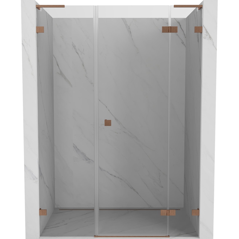Mexen Lunar L dušiuksed hingedega paremale 150 cm, läbipaistev, harjatud vask - 834SL-150-050-65-00-P