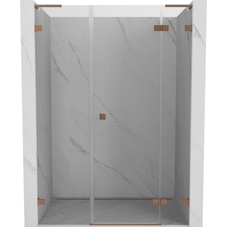 Mexen Lunar L dušiuksed hingedega paremale 150 cm, läbipaistev, harjatud vask - 834SL-150-050-65-00-P