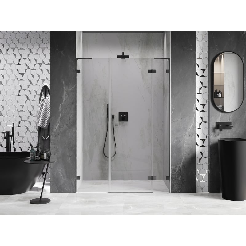Mexen Lunar L Right Pivot Shower Door 125 cm, Transparent, Brushed Gun Gray - 834SL-125-050-66-00-P
