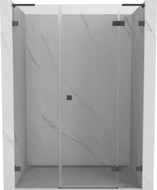 Mexen Lunar L desna zglobna tuš vrata 140 cm, prozirno, brušena siva boja - 834SL-140-050-66-00-P