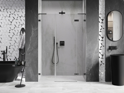 Mexen Lunar L desna zakrilna tuš vrata 155 cm, prozirna, brušeni sivo-čelik - 834SL-155-050-66-00-P