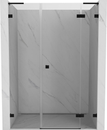 Mexen Lunar L desna preklopna tuš vrata 130 cm, prozirna, crna - 834SL-130-050-70-00-P