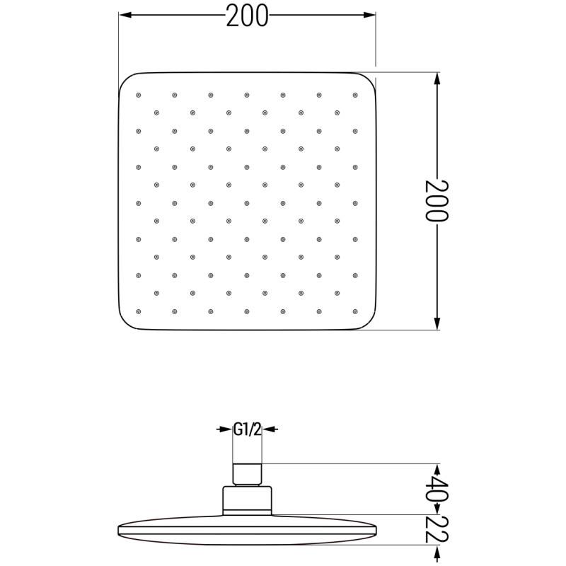 Mexen D-62 Regendusche 20x20 cm, gun gray gebürstet - 79762-66
