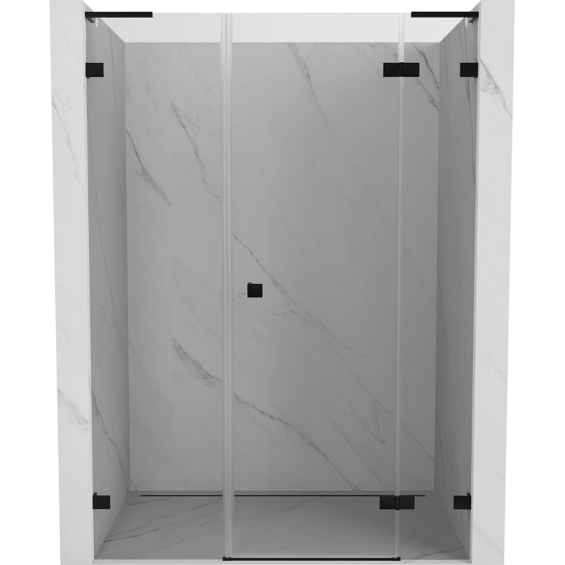 Mexen Lunar L desna preklopna tuš vrata 140 cm, prozirna, crna - 834SL-140-050-70-00-P