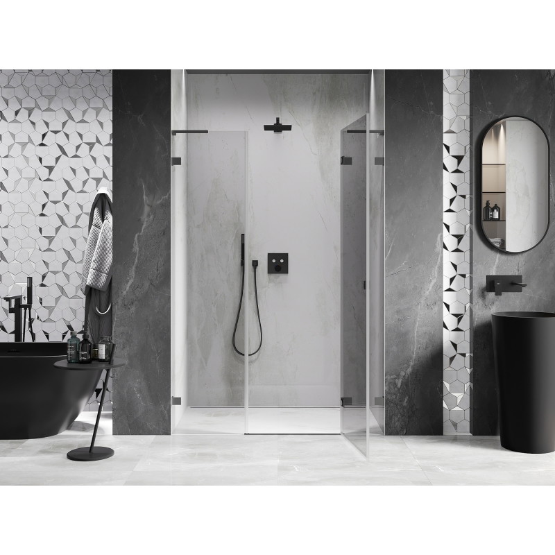 Mexen Lunar L dušiuksed paremale käele 130 cm, läbipaistev, gun metal - 834SL-130-050-95-00-P