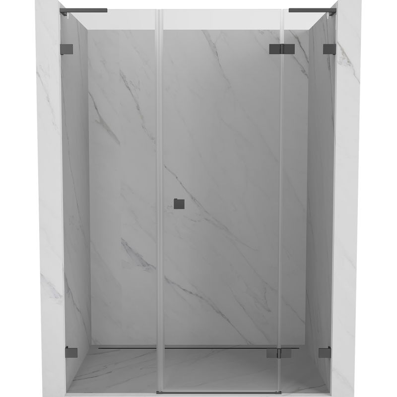 Mexen Lunar L douchedeur scharnierend rechts 145 cm, transparant, gun metal - 834SL-145-050-95-00-P