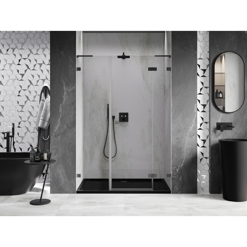 Mexen Lunar L drzwi prysznicowe uchylne prawe 155 cm, transparent, gun metal - 834SL-155-050-95-00-P