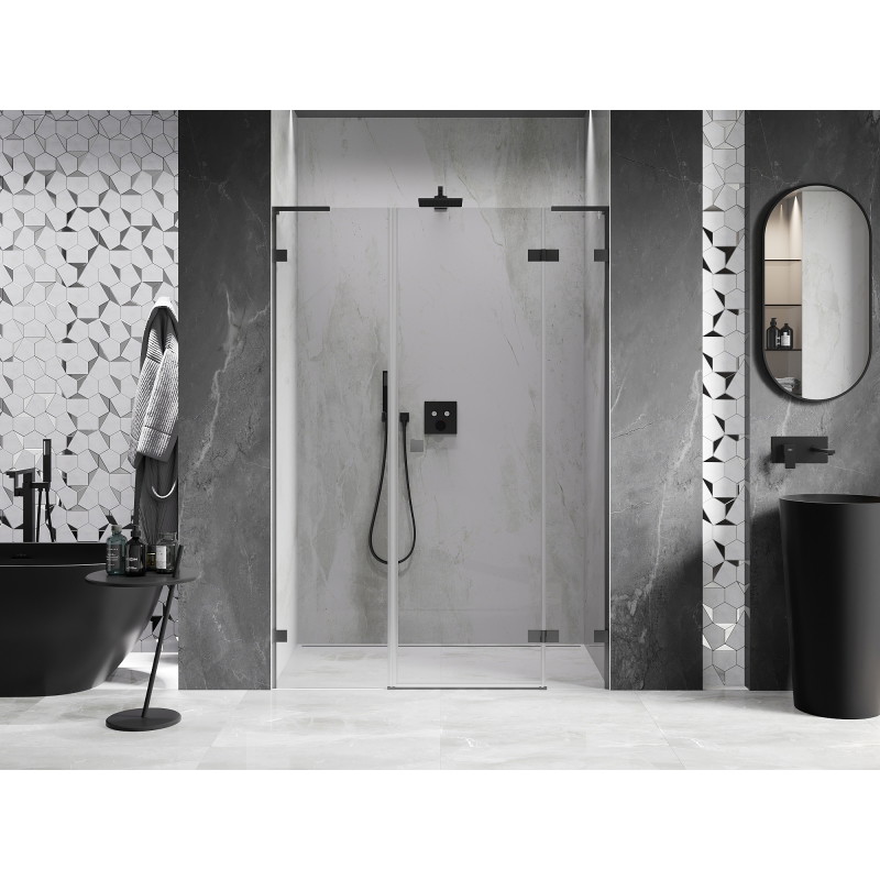 Mexen Lunar L drzwi prysznicowe uchylne prawe 155 cm, transparent, gun metal - 834SL-155-050-95-00-P