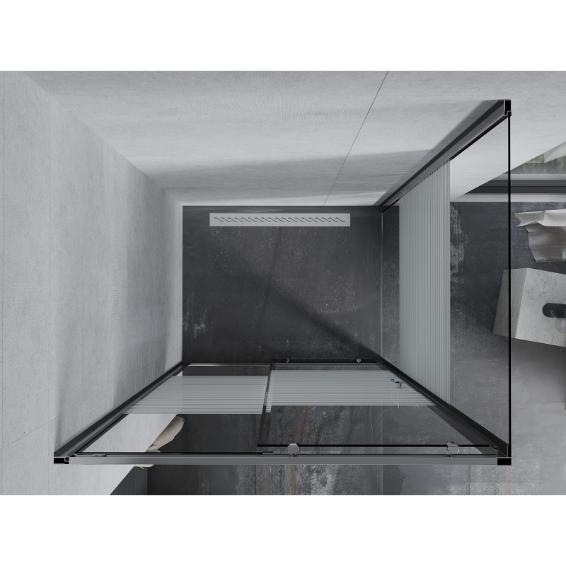 Mexen Apia drsna tuš kabina 135 x 80 cm, bele črte, krom - 840-135-080-01-20