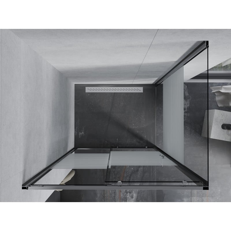 Mexen Apia cabine de douche coulissante 135 x 90 cm, bandes blanches, chromée - 840-135-090-01-20