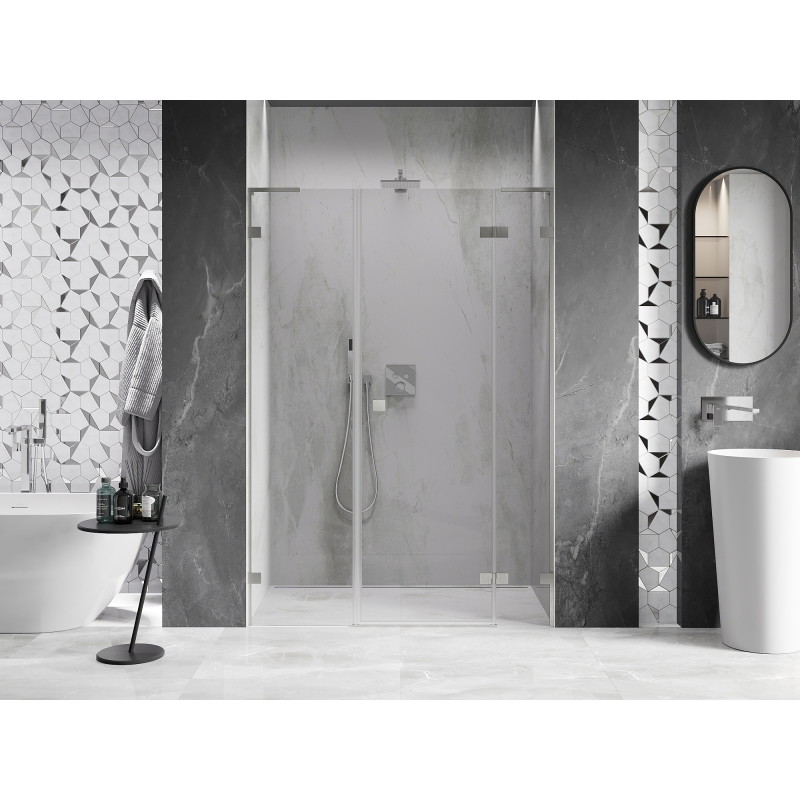 Mexen Lunar L parema avaneva dušinurk 145 cm, läbipaistev, harjatud nikkel - 834SL-145-050-97-00-P
