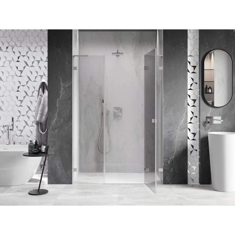 Mexen Lunar L right hinged shower door 160 cm, transparent, brushed nickel - 834SL-160-050-97-00-P