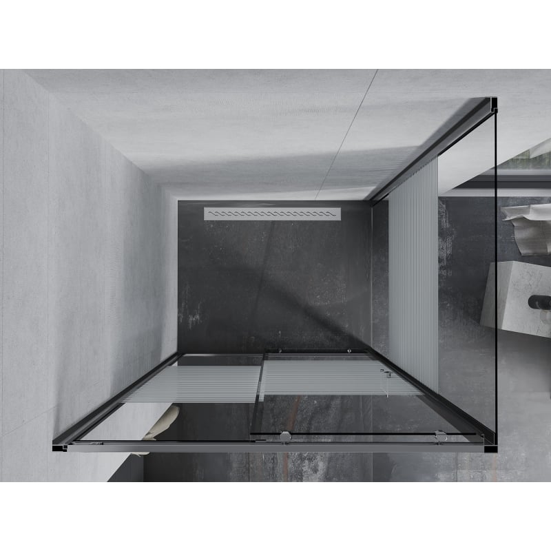 Mexen Apia liuguks dušinurk 135 x 100 cm, valged triibud, kroom - 840-135-100-01-20
