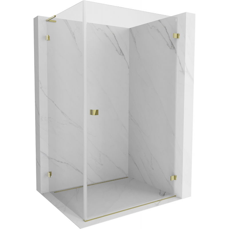 Mexen Lunar-B L Duschkabine schwenkbar rechts 100 x 70 cm, transparent, gold - 832L-100-070-50-00-P