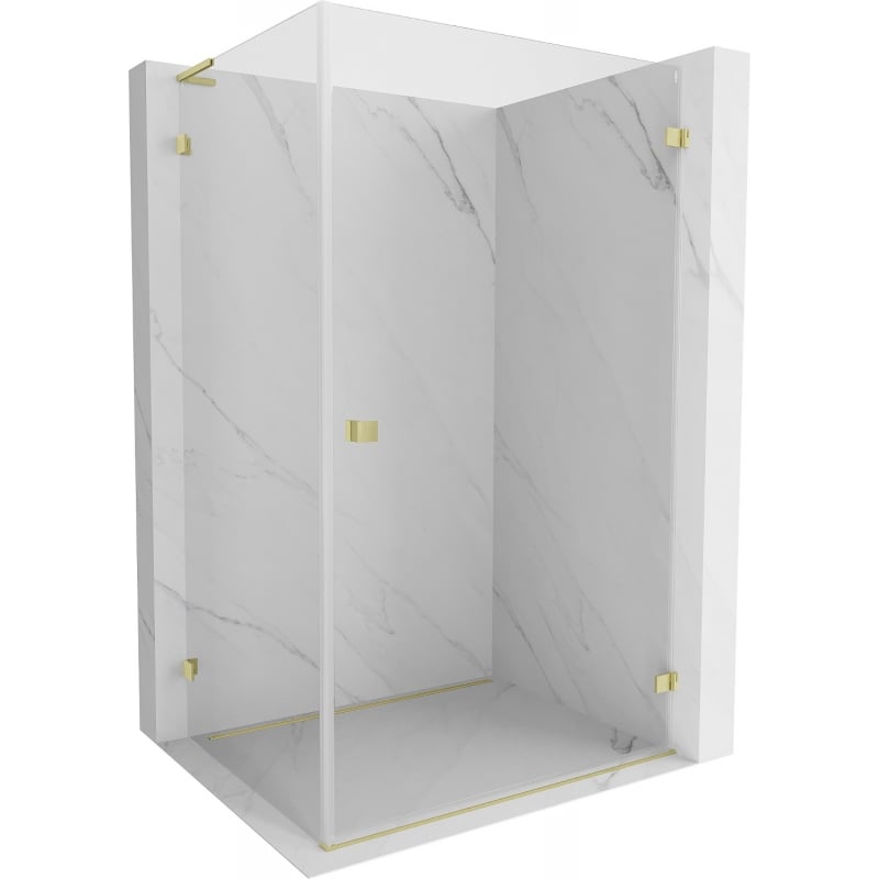 Mexen Lunar-B L right hinged shower cabin 100 x 80 cm, transparent, brushed gold - 832L-100-080-55-00-P