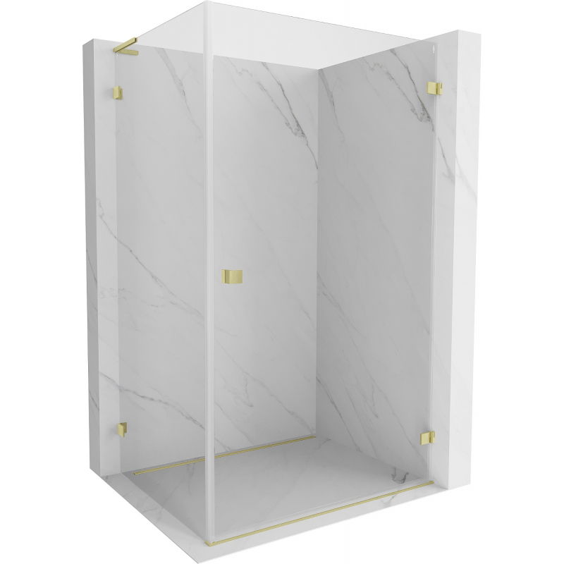 Mexen Lunar-B L Duschkabine mit Klapptür rechts 95 x 80 cm, transparent, gebürstet gold - 832L-095-080-55-00-P