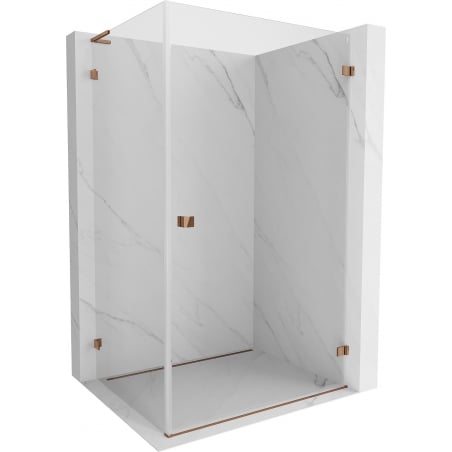 Mexen Lunar-B L desna preklopna tuš kabina 100 x 80 cm, prozirna, ružičasto zlato - 832L-100-080-60-00-P