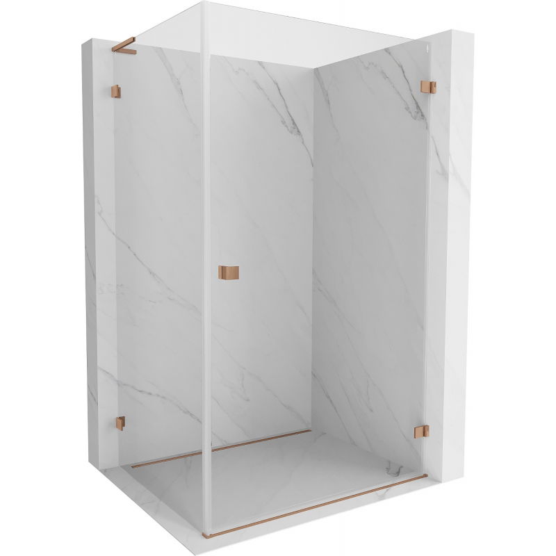 Mexen Lunar-B L Duschkabine, rechts öffnend, 95 x 80 cm, transparent, gebürstetes Kupfer - 832L-095-080-65-00-P