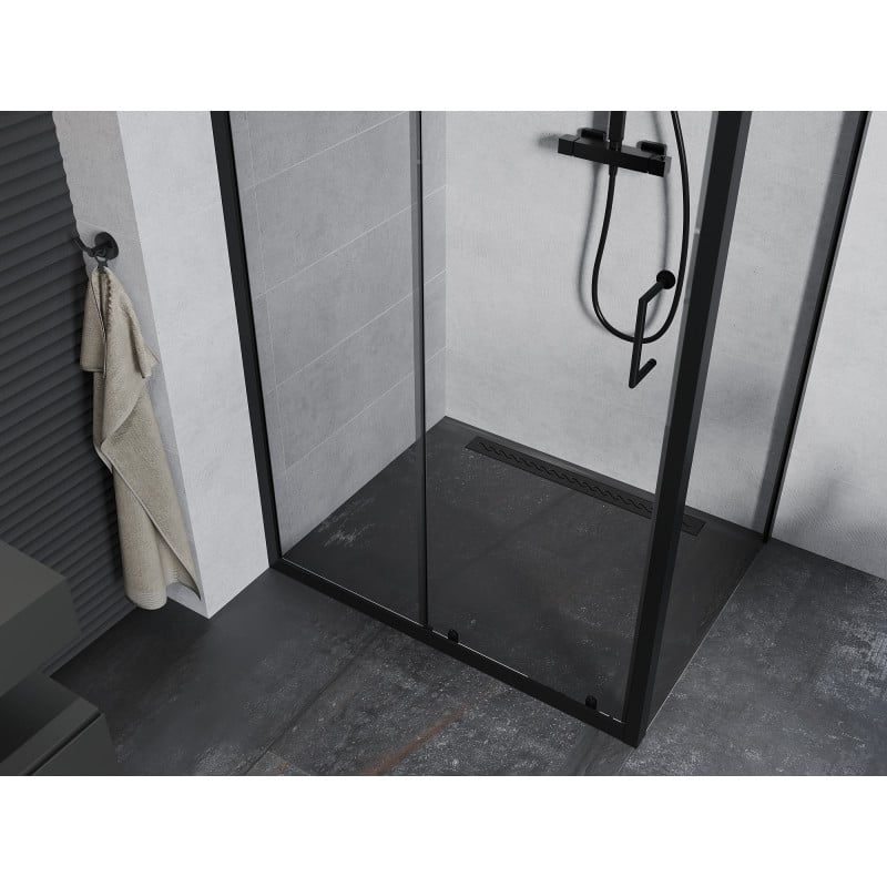 Mexen Apia cabine de douche coulissante 135 x 70 cm, transparent, noire - 840-135-070-70-00