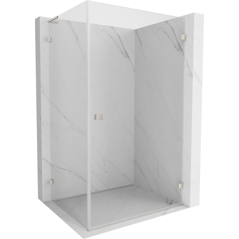 Mexen Lunar-B L right-hinged shower enclosure 90 x 80 cm, transparent, brushed nickel - 832L-090-080-97-00-P
