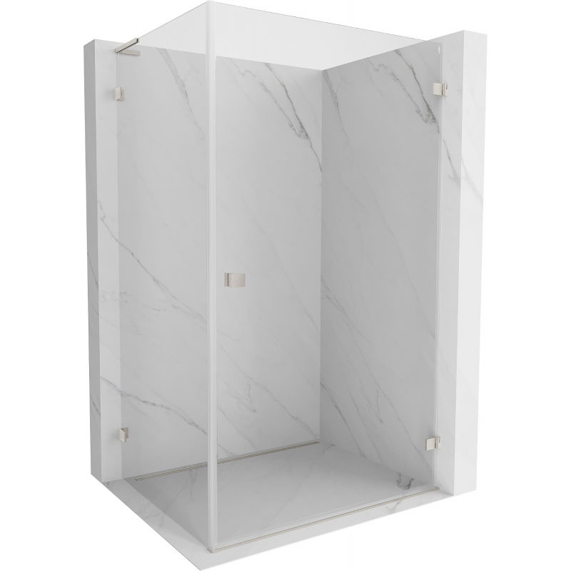 Mexen Lunar-B L Duschkabine rechts öffnend 100 x 80 cm, transparent, gebürstetes Nickel - 832L-100-080-97-00-P