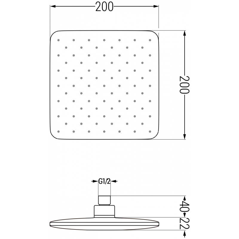 Mexen D-62 deszczownica 20x20 cm, czarna - 79762-70
