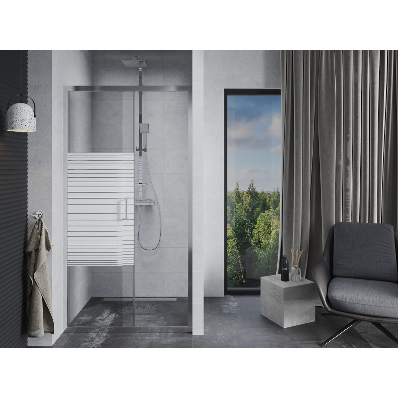 Mexen Apia lükanddushuks 135 cm, triibud, kroom - 845-135-000-01-20