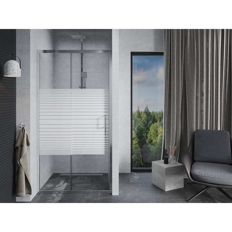 Mexen Apia lükanddushuks 135 cm, triibud, kroom - 845-135-000-01-20