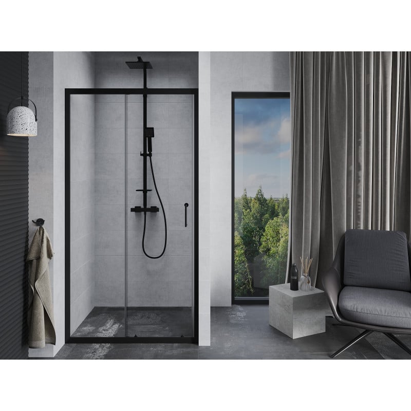Mexen Apia porte de douche coulissante 145 cm, transparent, noir - 845-145-000-70-00