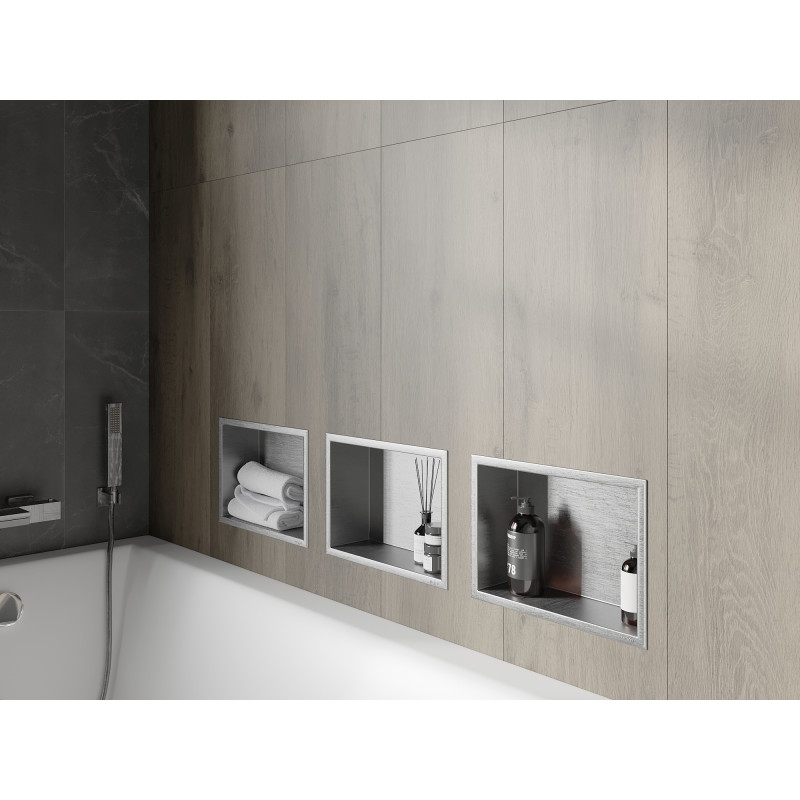 Mexen X-Wall-R nisvakplank met kraag 30 x 20 cm, inox - 1910302010