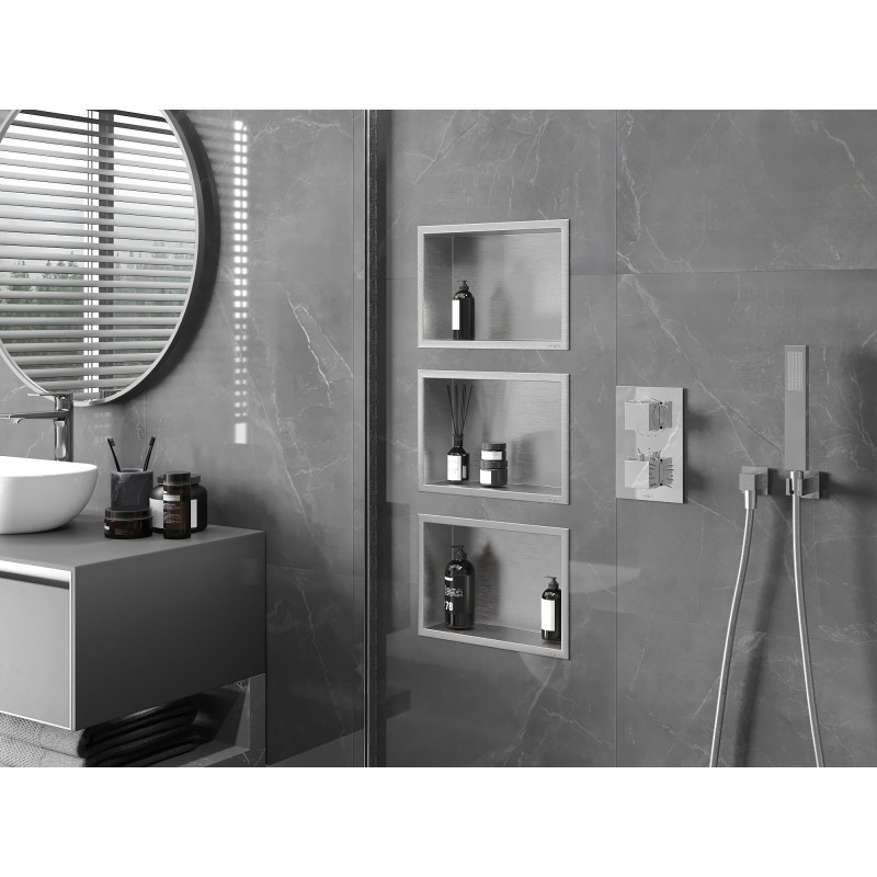 Mexen X-Wall-R półka wnękowa z kołnierzem 30 x 20 cm, inox - 1910302010