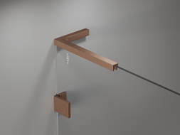 Mexen Lunar L badwand 2-delig links 100 x 150 cm, transparant, geborsteld koper - 897L-100-100-65-00-L