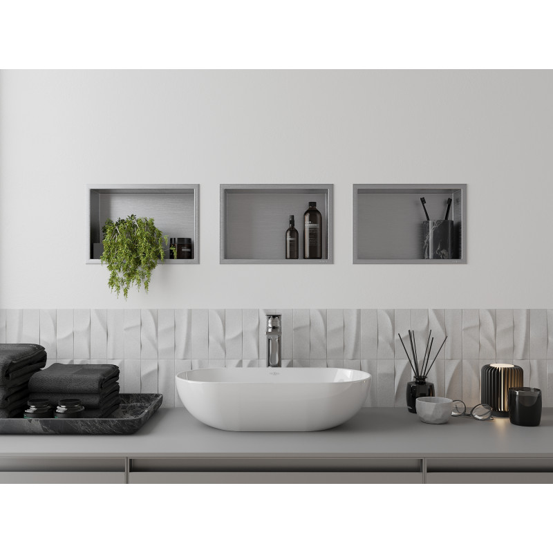 Mexen X-Wall-R Nischenregal mit Flansch 30 x 20 cm, Inox - 1910302010