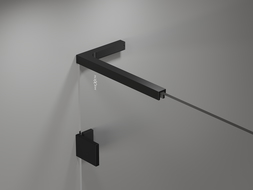 Mexen Lunar L paratia da vasca da bagno a 2 ante sinistra 100 x 150 cm, trasparente, nero - 897L-100-100-70-00-L