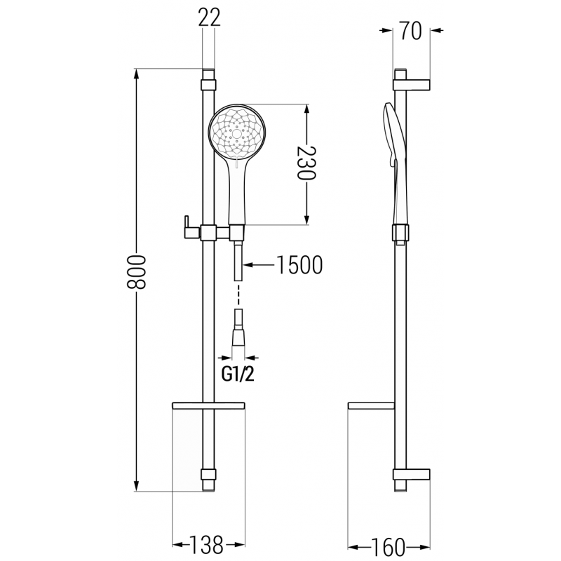 Mexen DQ74 verstellbares Duschset, schwarz - 785744581-70