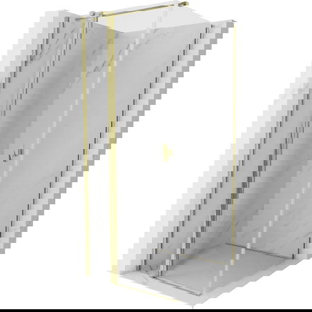 Mexen Mist T oppeklapbar Duschkabinn 90 x 90 cm, transparent, gëllen - 8A4T-090-090-50-00