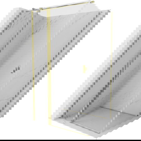 Mexen Mist T αναδιπλούμενη καμπίνα ντους 85 x 100 cm, διάφανη, χρυσή - 8A4T-085-100-50-00