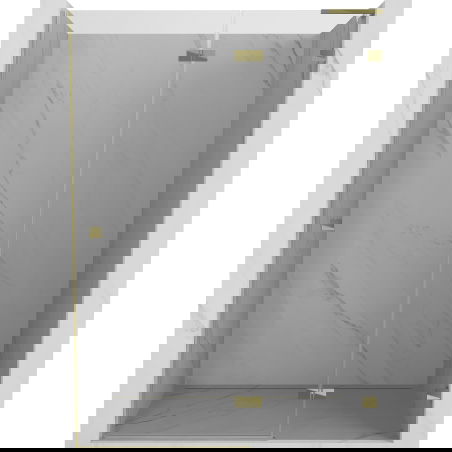Mexen Lunar L douchedeur scharnierend rechts 130 cm, transparant, goud - 834L-130-000-50-00-P