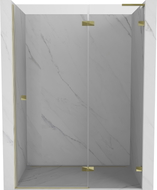 Mexen Lunar L desna otklopna tuš vrata 130 cm, prozirna, zlatna - 834L-130-000-50-00-P