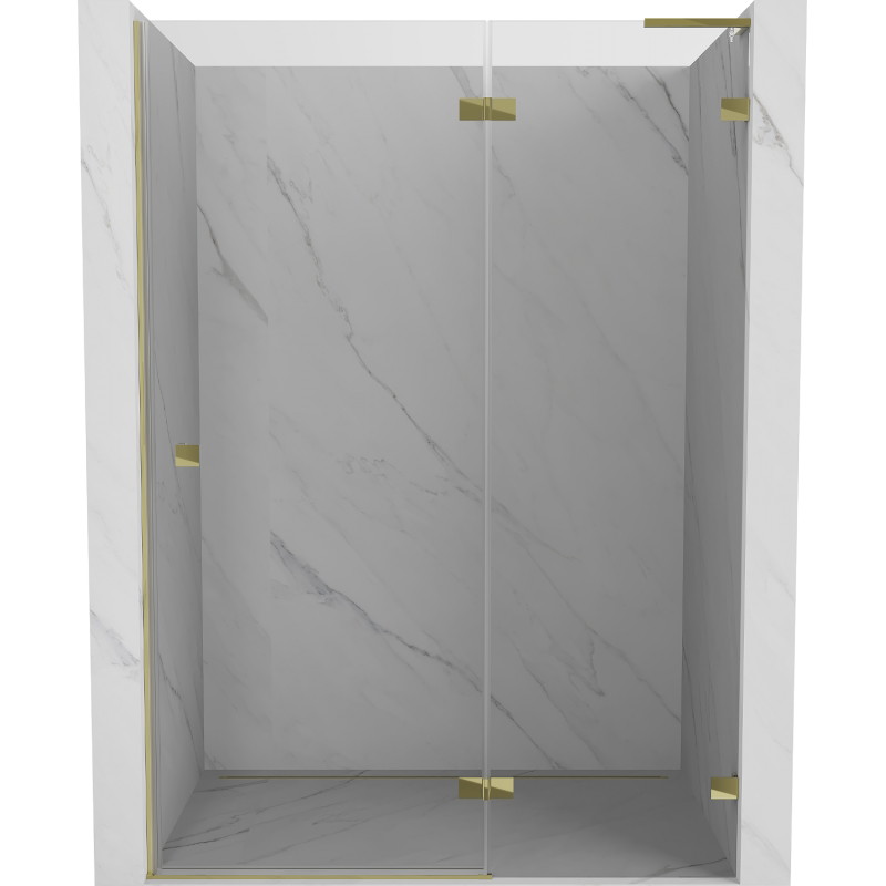 Mexen Lunar L drzwi prysznicowe uchylne prawe 135 cm, transparent, złote - 834L-135-000-50-00-P