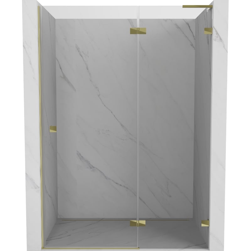 Mexen Lunar L puertas de ducha abatibles derechas 135 cm, transparentes, doradas - 834L-135-000-50-00-P