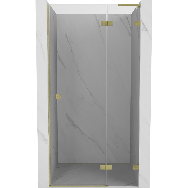 Mexen Lunar L dušiuks, paremale avanev, 100 cm, läbipaistev, harjatud kuld - 834L-100-000-55-00-P